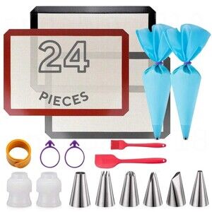 24pc Silicone Baking Mat Set Nonstick Macaron Cookie Sheet Oven Liners